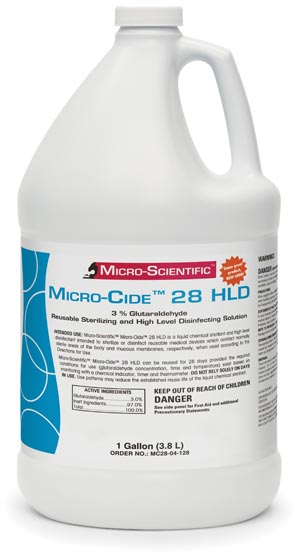 Disinfectant Glutaraldehyde 3% Micro-Cide 28 Day HLD High-Level 28-Day HLD Liquid Gallon (1/EA 4/CS) by Micro-Scientific USA  ID MC28-04-128